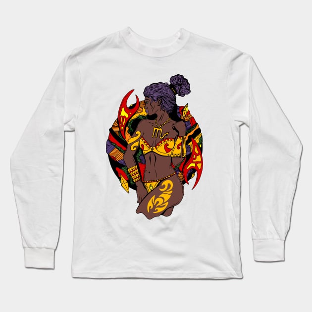 Scorpio Beauty - Nubian Edition Long Sleeve T-Shirt by kenallouis